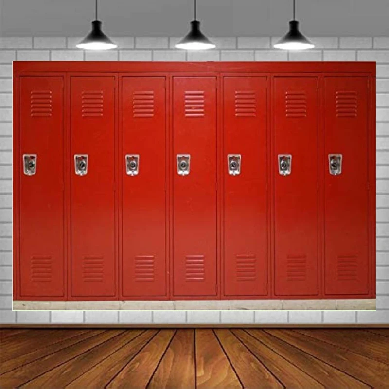 

Red Locker Photography Backdrop Gym School Safety Locker Room Background For Students Kids Adults Sports Props Class Party Decor