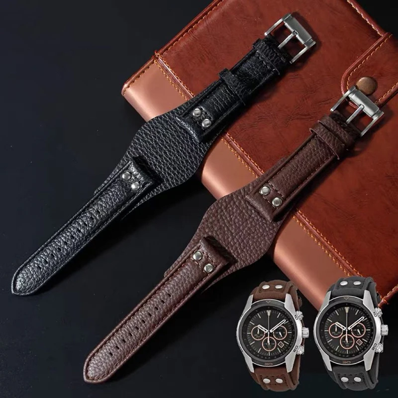 

20mm 22mm Cowhide Watch Band for Fossil Smartwatch Tray Gen 6 Gen 5 44/45/46mm CH2864/2565 Genuine Leather Strap Men Bracelet