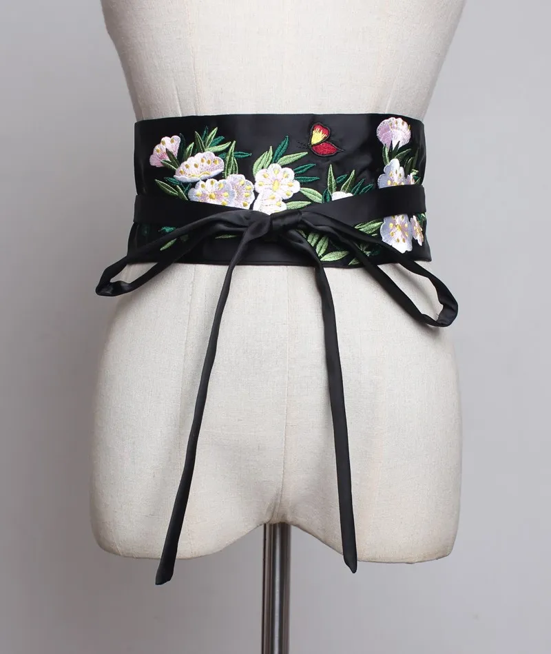 Hanfu Cloth Belt Women's Silk Lace White Simple Wild Decoration Elegant Tassel Embroidery Bouquet Waist Wide Girdle