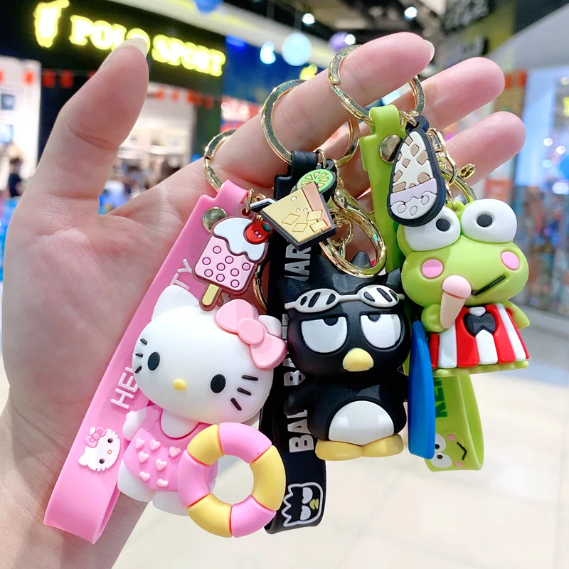 

Hello Kitty Keychain Sanrio Kawaii Anime Figure Cute Kuromi Cinnamoroll Keroppi Kt Cat Figurine Bag Pendant Toys Gift