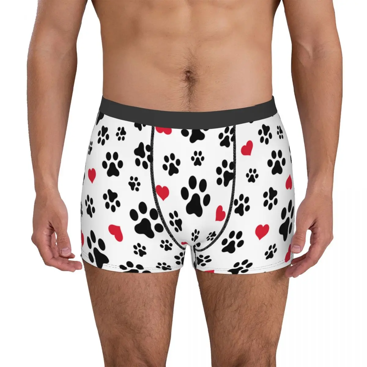 Мужские трусы-боксеры с принтом в виде сердечек и лап |