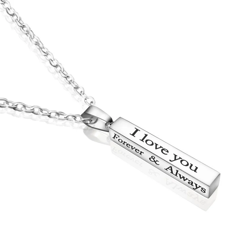 

Delysia King Two Style 'Blank' and 'I Love You Forever& Always' Stainless Steel Necklaces Fashion Pendant Lovers' Gift Jewelry