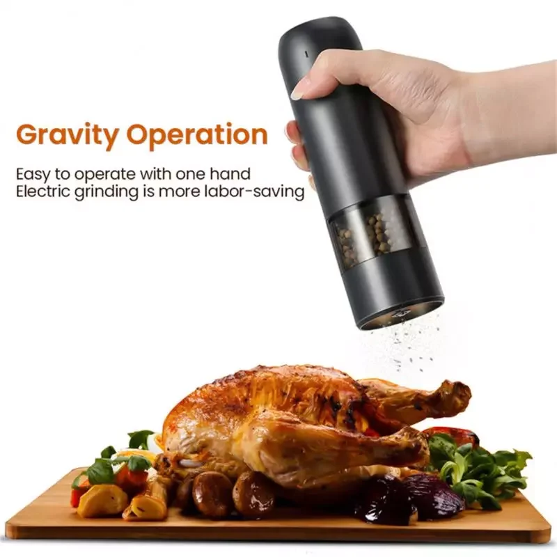 

Automatic Mill Pepper And Salt Grinder USB Charging Spice Salt Pepper Grinder With LED Light Kitchen Gadgets DIY
