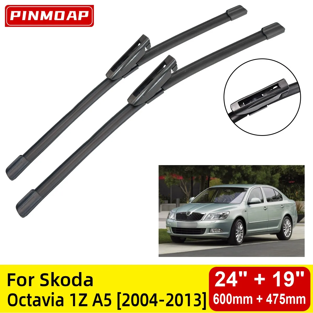 

Щетки стеклоочистителя передние для Skoda Octavia 1Z A5 2004-2013, 24 дюйма + 19 дюймов, 2006 2007 2008 2009 2010 2011 2012