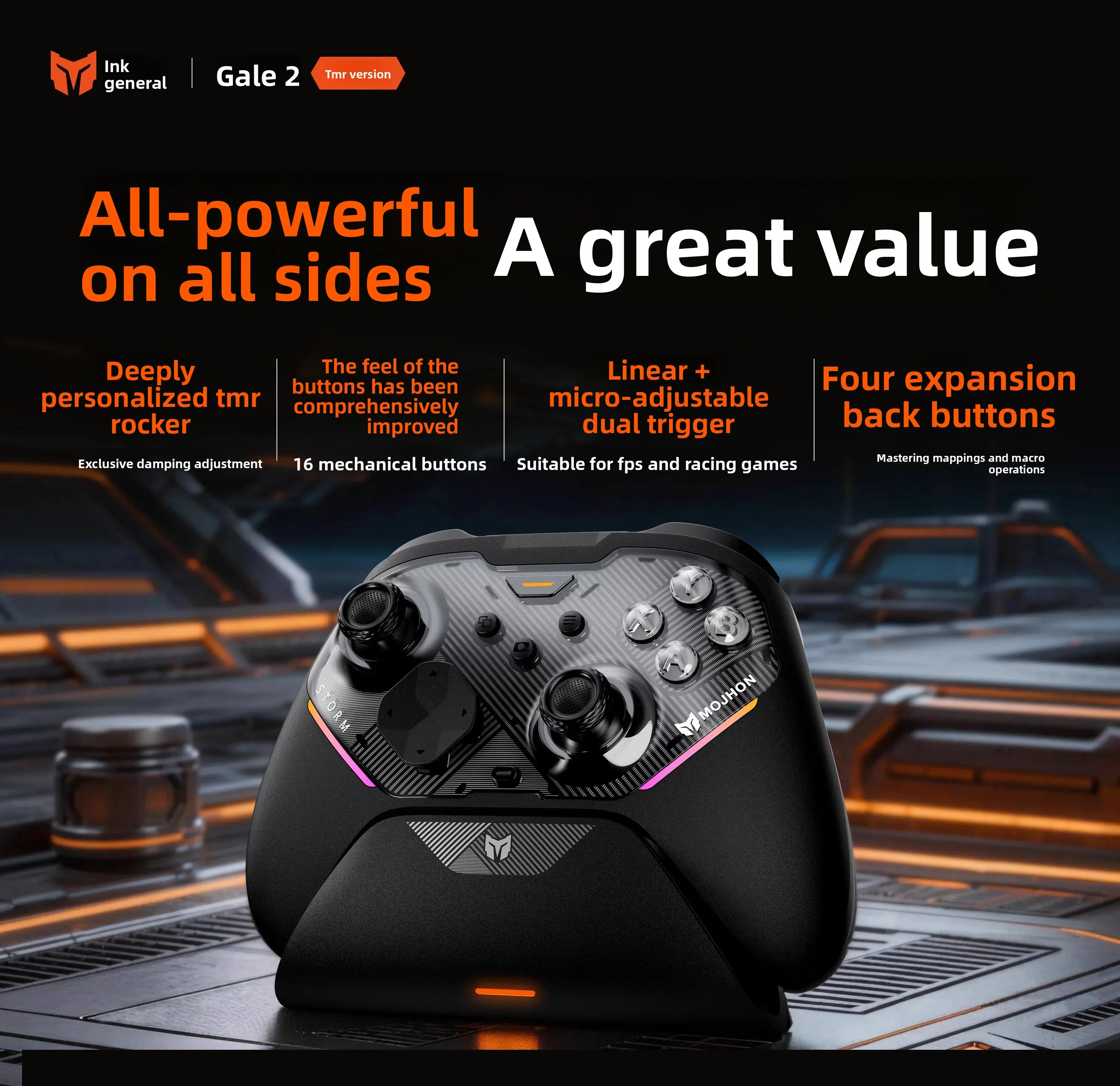 Игровой контроллер BIGBIGWon Gale 2 для соревнований Apex, 3 режима работы, беспроводной, версия для ПК, Bluetooth, для ПКAndroidiOS (art.: 3920da752ea0f) - 3920da752ea0f
