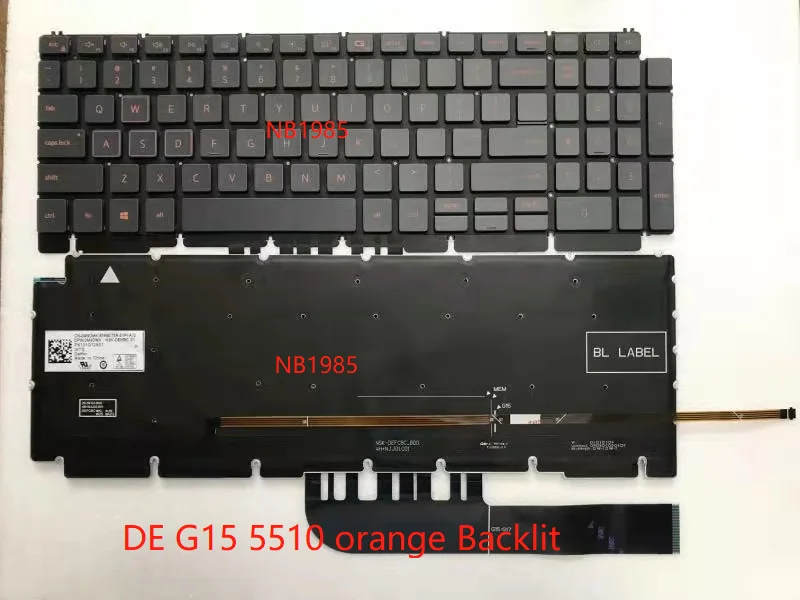 

New For Dell Inspiron 15 3511 3515 15 5510 5515 7510 US Laptop Keyboard With Backlit Orange