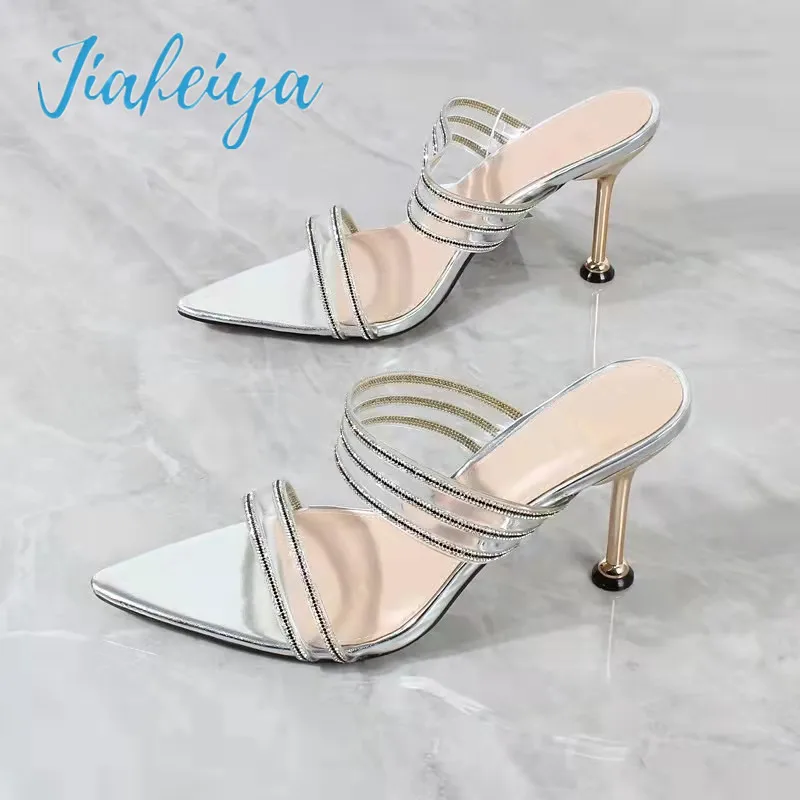 Женские сандалии модная новинка женская обувь с острым металлическим каблуком и