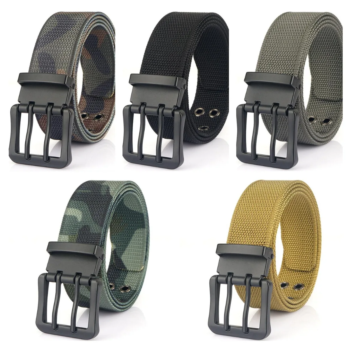 New Double Pin Buckle Durable and Strong Nylon Men's Belt Fashionable Youth Leisure Belts for Men Luxury Designer