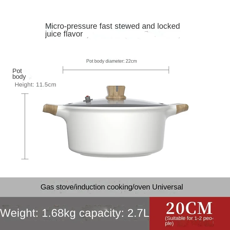 

Soup Non-Stick Pan Household Induction Cooker Gas Stove Universal Binaural Stew Pot Stew-Pan Micro Pressure With Steaming