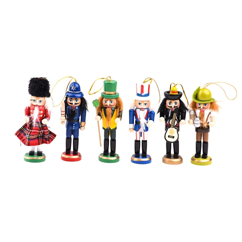 

Новинка 2022 года, 6 шт., Новогодняя деревянная кукла-гайкер, ручная работа, солдат, миниатюрные фигурки, марионетка, игрушка, украшения для дом...