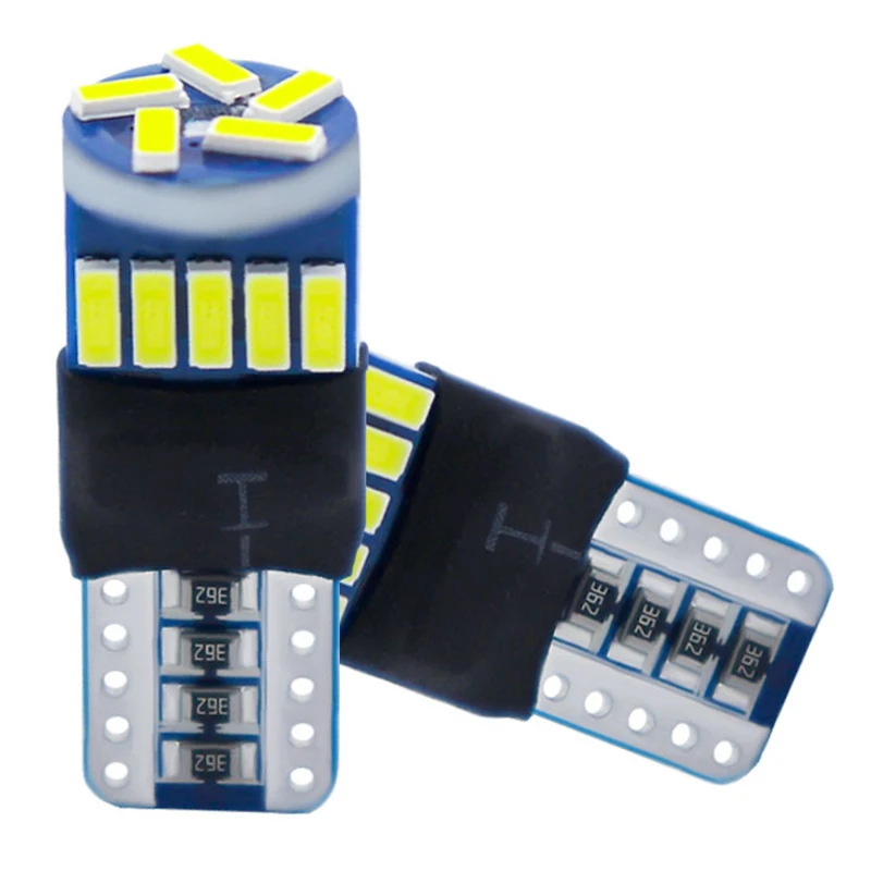 

10 шт., Автомобильные светодиодные лампы для чтения T10 W5W 194 168 DC 9V-30V Canbus без полярности, 4014 15SMD