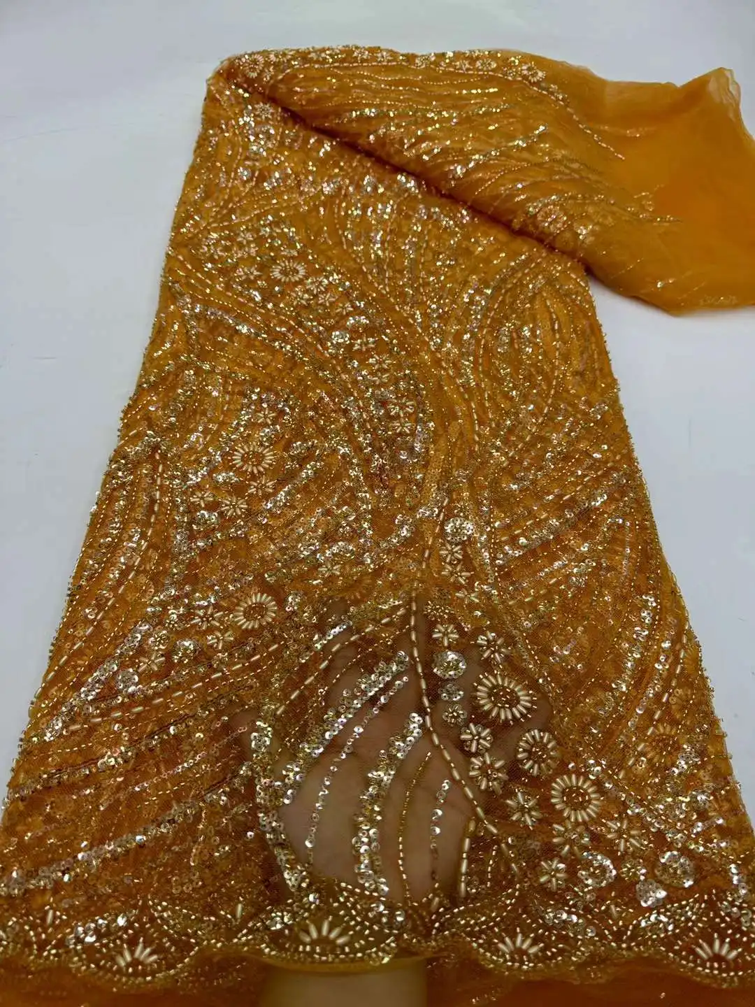 Роскошная фототкань 2024 высококачественные вышитые бусины африканская