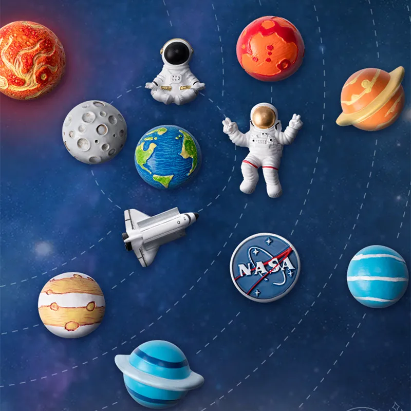 

3D Refrigerator Sticker Personalized Creative Decoration Lodestone Astronaut Planet