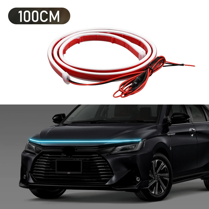

12 В сканирование запуска капота автомобиля светодиодная полоса дневного света водонепроницаемая авто направляющая капота двигателя декоративная неоновая лампа окружающего света