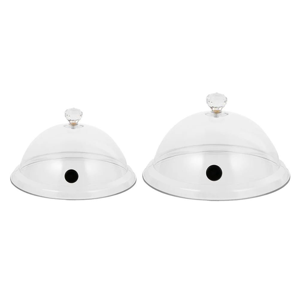 

2 Pcs Glass Cover Hood Monitor Accessories Outdoor Serving Dishes Acrylic Smoky Food