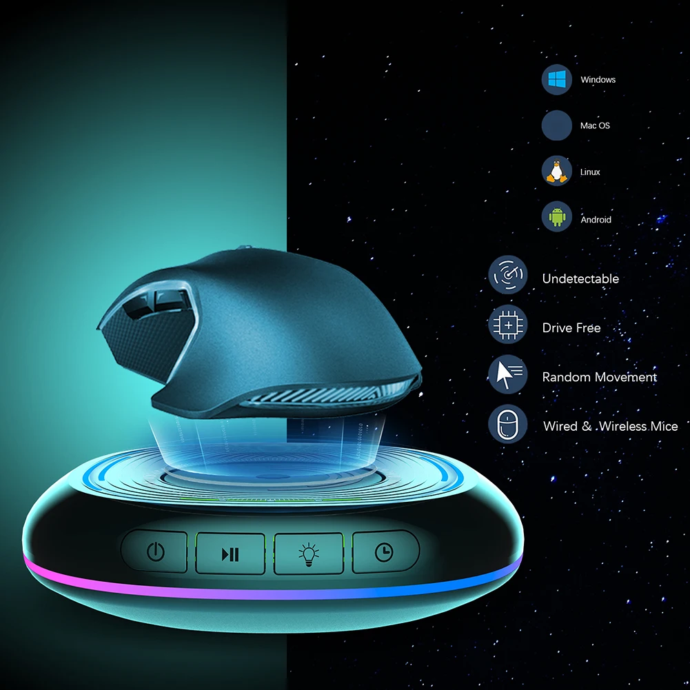

Автоматическая мышь, переключатель, подсветка RGB, недетектируемая мышь, симулятор движения с таймером, Переключатель ВКЛ/ВЫКЛ для компьютерного пробуждения