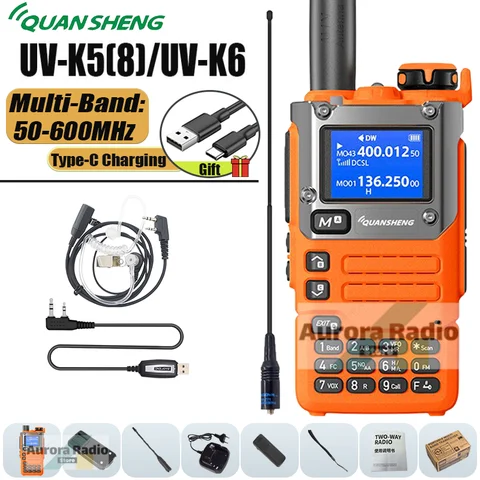 Quansheng UV-K5(8) оранжевая портативная рация 50-600 МГц