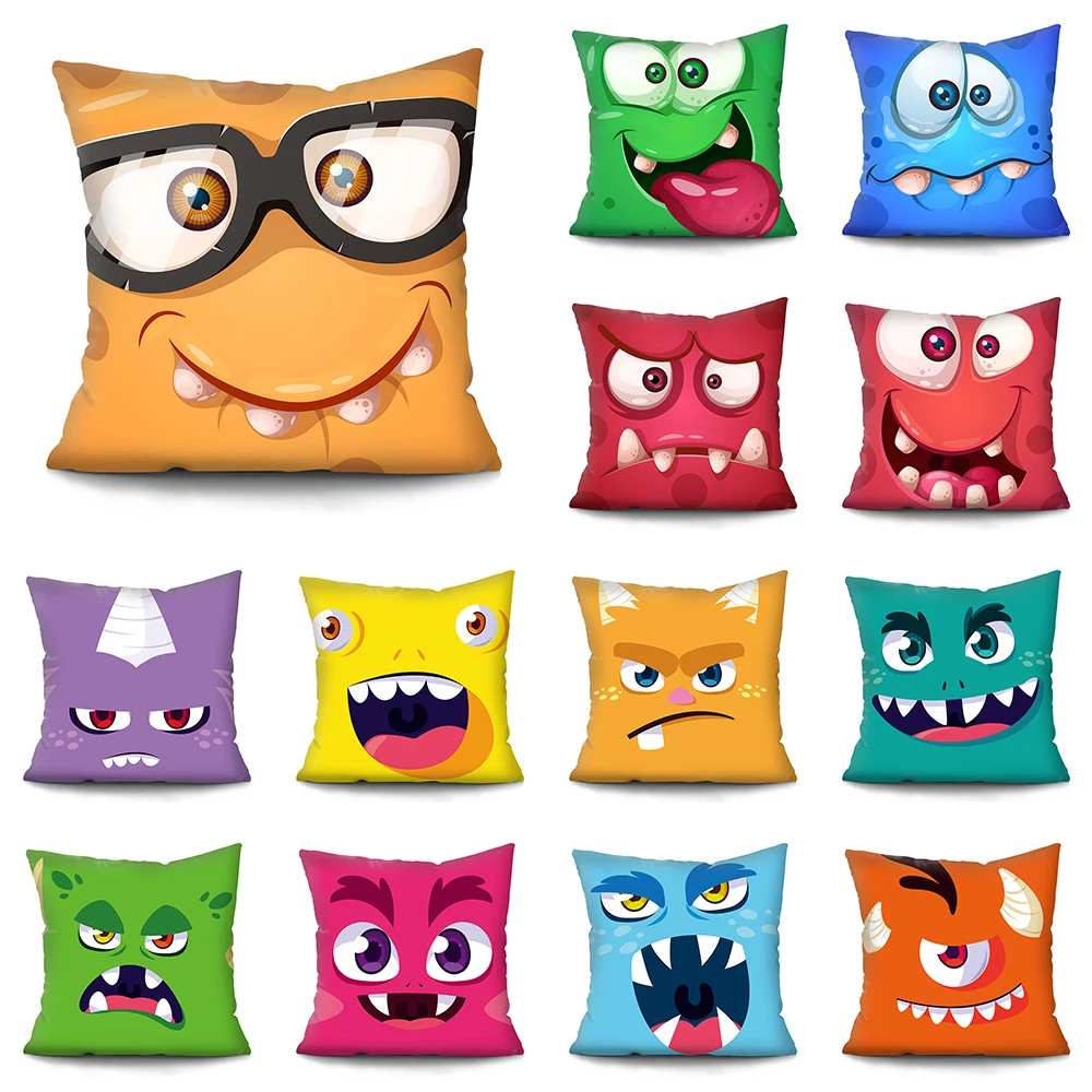 

Funny Cartoon Cushion Cover Printed Cushion Cover Peach Skin Pillow Cover Car Sofa Home Decor