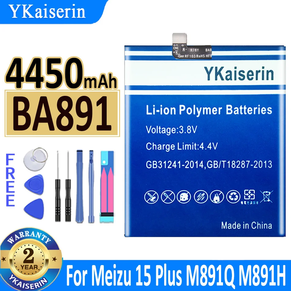 

4450mAh YKaiserin Battery BA891 For Meizu 15 Plus 15+ MeiLan 15Plus M891Q M891H Bateria + Track Code