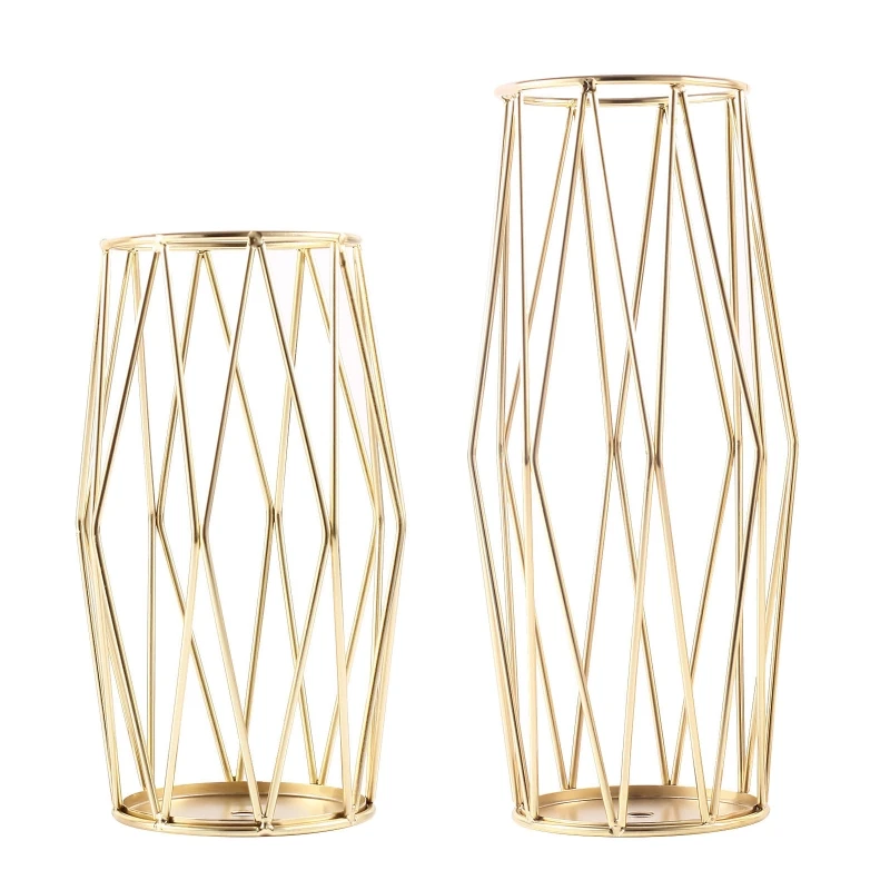 

Gold Glass Vase for Centerpieces with Geometric Stand for Wedding Living Room Modern Creative Geometric Gold Vases 40JA