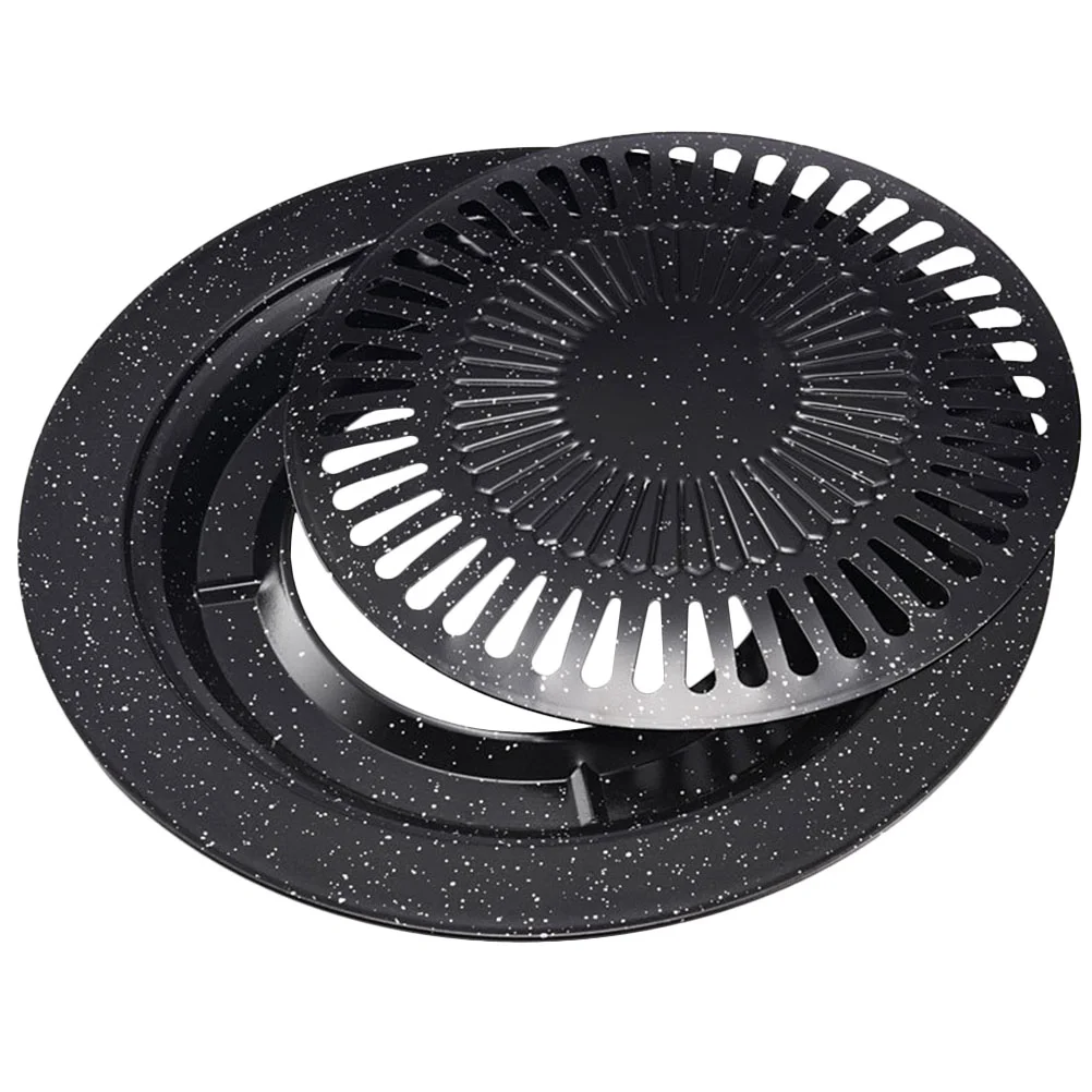 

Pan Grill Bbq Korean Plate Stovetop Barbecue Non Stick Grilled Steak Picnic Fry Kitchen Indoor Outdoor Household Iron Round