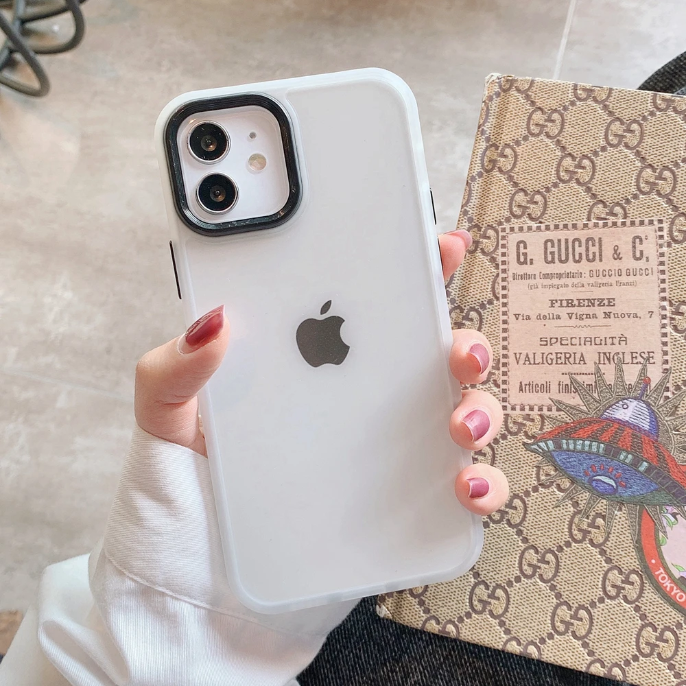 

Shockproof Hybrid Color Bumper Phone Case for iPhone 13 12 11 Pro X XS Max 8 7 Plus XR SE 2020 Drop Protection Matte Back Cover