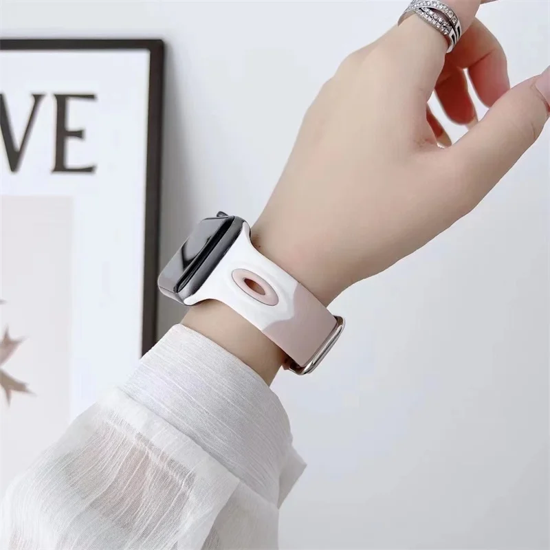 

Цветной силиконовый ремешок Angel Eye для Apple Watch Series 7 6 5 4 SE 3, спортивный модный браслет для iWatch
