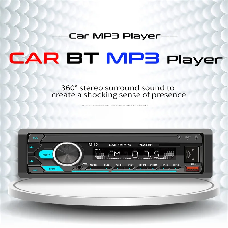 

Radio 1 Din Bluetooth Car MP3 Player Universal Stereo Autoradio Audio Al voice FM Music USB with Remote Control Dash AUX Input