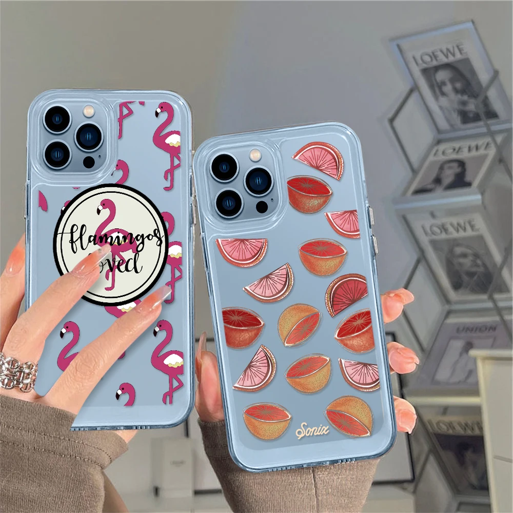 

Flamingo Phone Case for iPhone 13 12 11 Pro Max Mini XS XR X Protection Shell Back Cover for iPhone14 ProMax Coque Clear Fundas