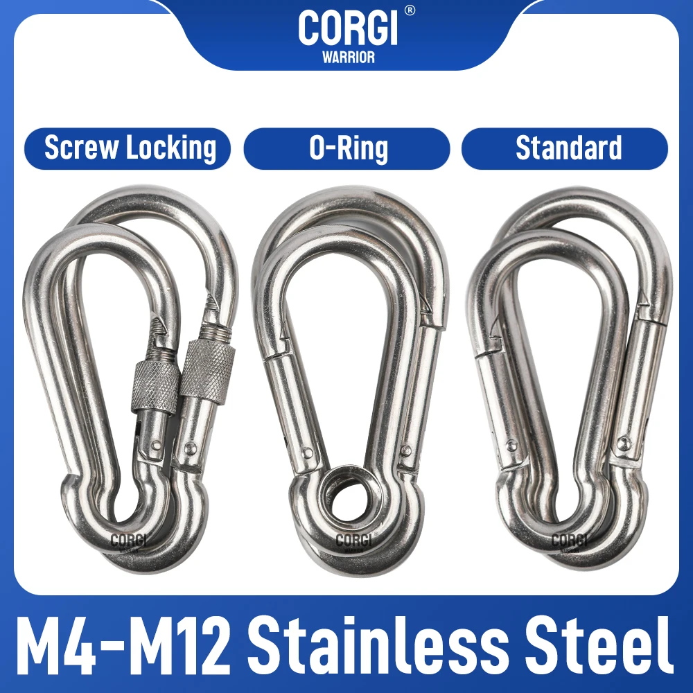Сверхмощные пружинные карабины зажимы из нержавеющей стали 304 M4 M5 M6 M7 M8 M10 M11 M12