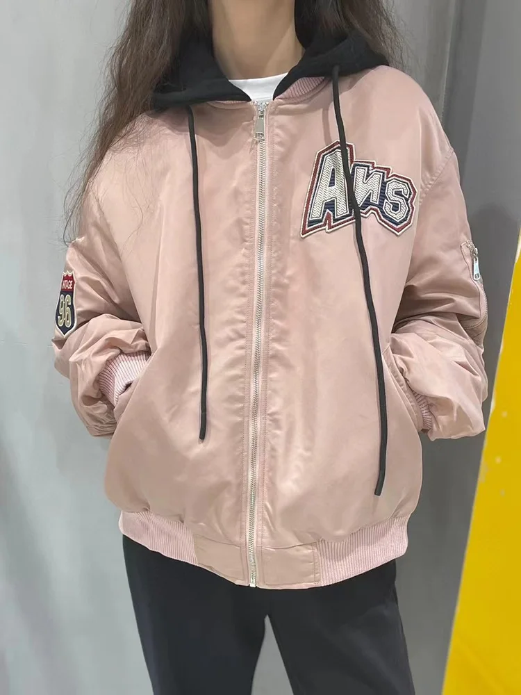 [Поппет] Бумажный пакет Домашняя зима Новые свободные ретро буквы Модная куртка