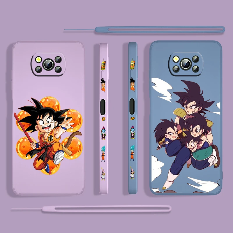 

Dragon Ball DBZ Son Goku For Xiaomi POCO X3 NFC F3 GT M4 M3 M2 Pro C3 X2 11 Ultra Silicone Liquid Left Rope Phone Case Cover