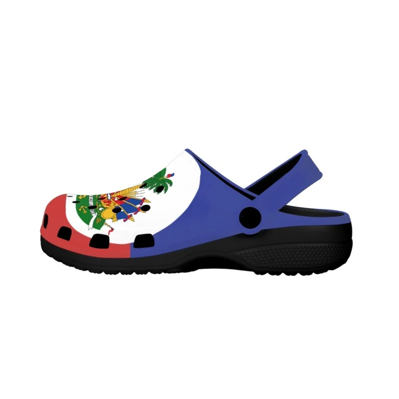 Twoheartsgirl Haitian Flag Summer Slippers for Adults Breathable Garden Shoes Sandals Zapatos Summer Lightweight Hiking Slides