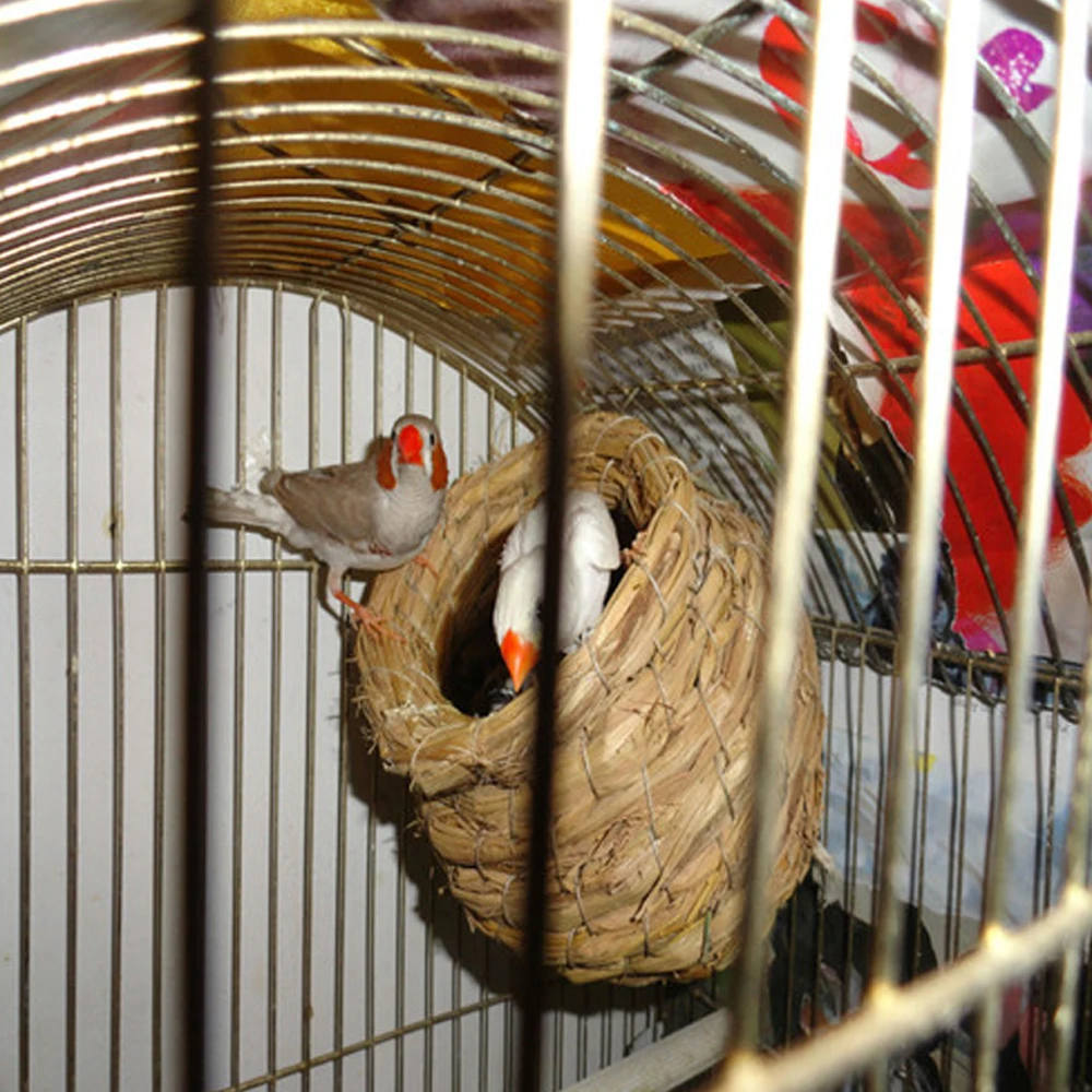 1pc natural handmade straw bird nest pigeon house parrot nest warm pet bedroom courtyard small animal bird cages free global shipping