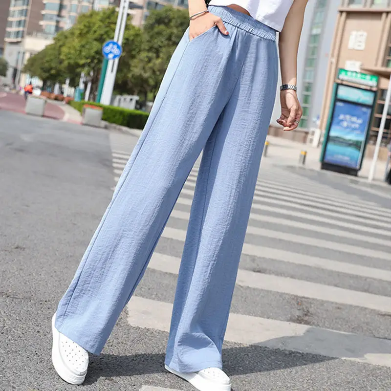 

Wide Leg Pants Casual Cotton Linen Loose Women's Trousers Fashion Elegant Women Trouser Hot New Spring Summer Female Pants J471