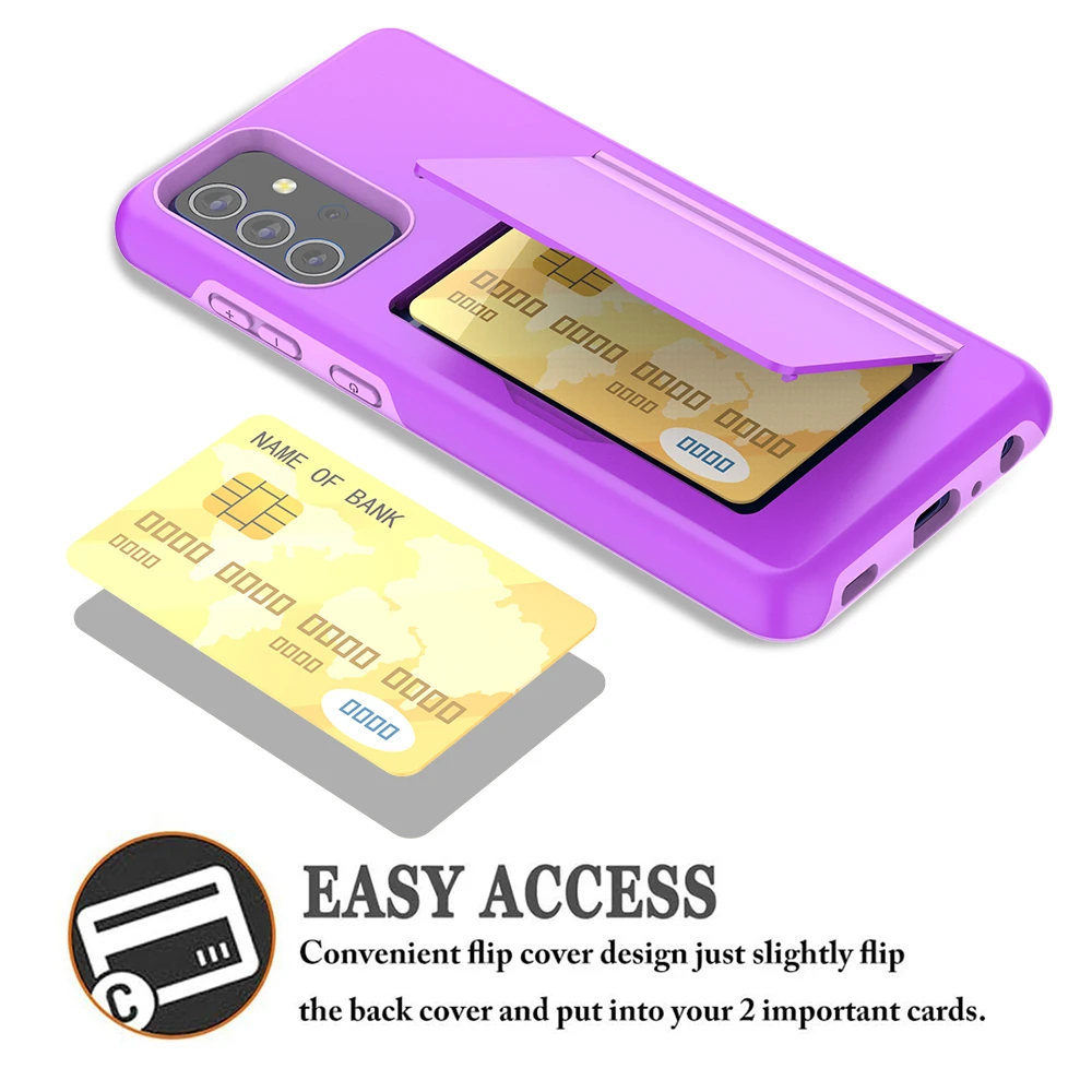 

for Samsung Galaxy A52 A52S A 52S 5G A72 A 52 S22 Ultra Plus S21 S20 FE A12 Cover Wallet 3-Card Slot Credit Card Holder Case