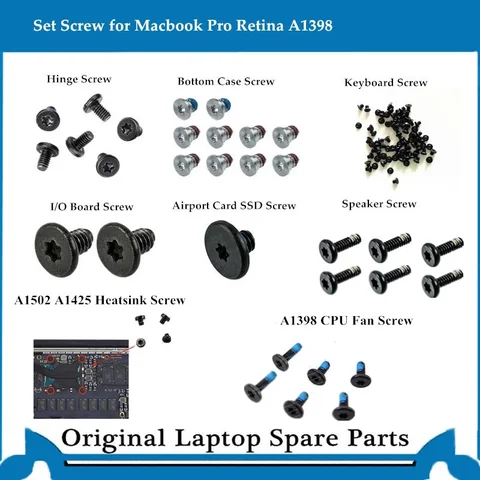 Новый винт радиатора для Macbook Pro Retina A1398 A1502, охладитель для клавиатуры, динамика, нижний корпус, шарнирный винт