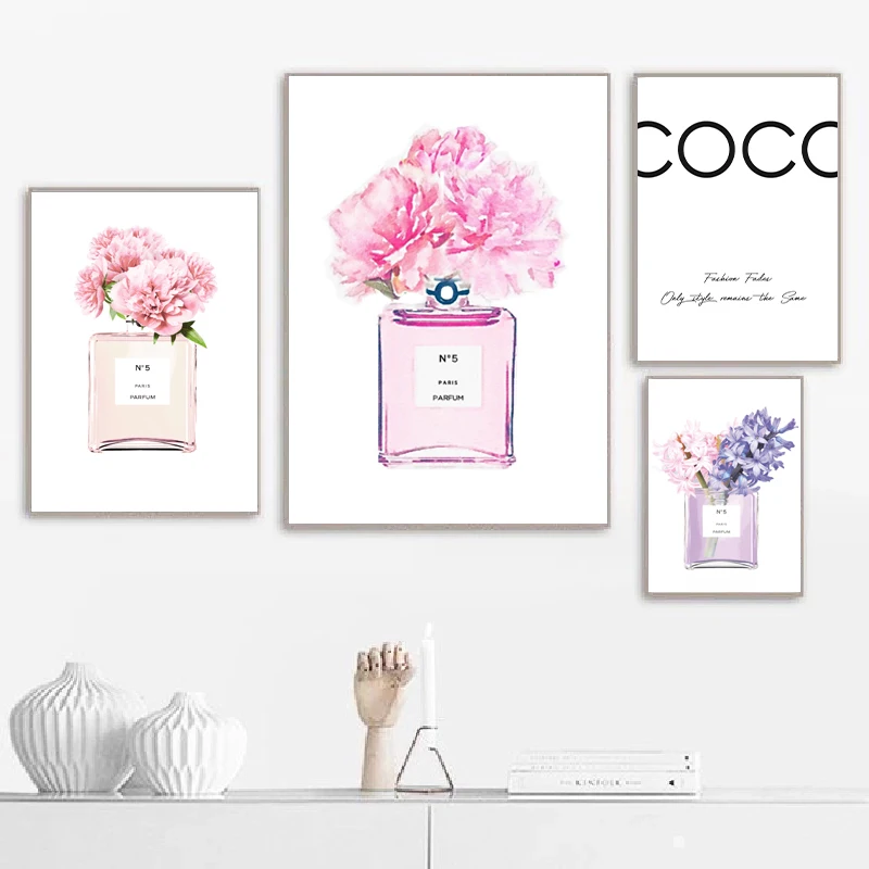 

Modern Fashion Women Perfume Flower Paris Posters and Prints Wall Art Canvas Painting Decoration Pictures For Living Room Decor