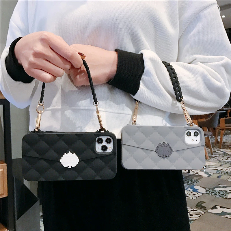 

Fhx-11d Luxury lady Handbag Design Case For iPhone 11 12 13 Soft Silicone Cover For iPhone 11 12 13Pro MAX Chain Phone Case
