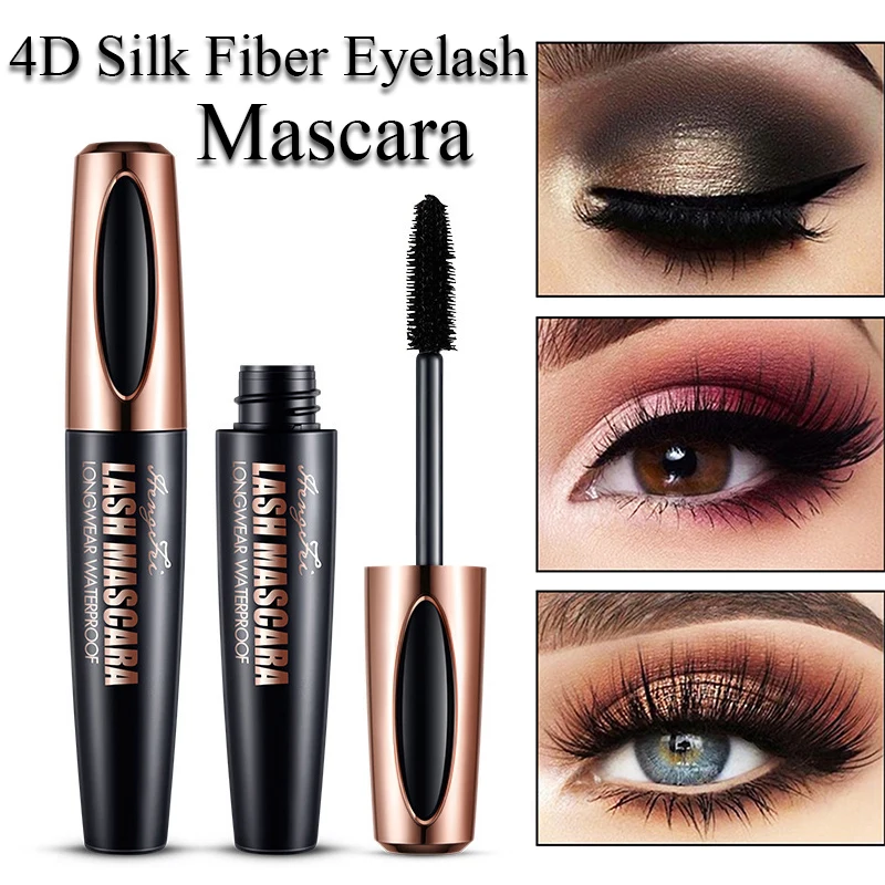 

4D Silk Fiber Eyelashes Lengthening Mascara Waterproof Long Lasting Lash Black Eyelashes Extension Make Up 3D Mascara