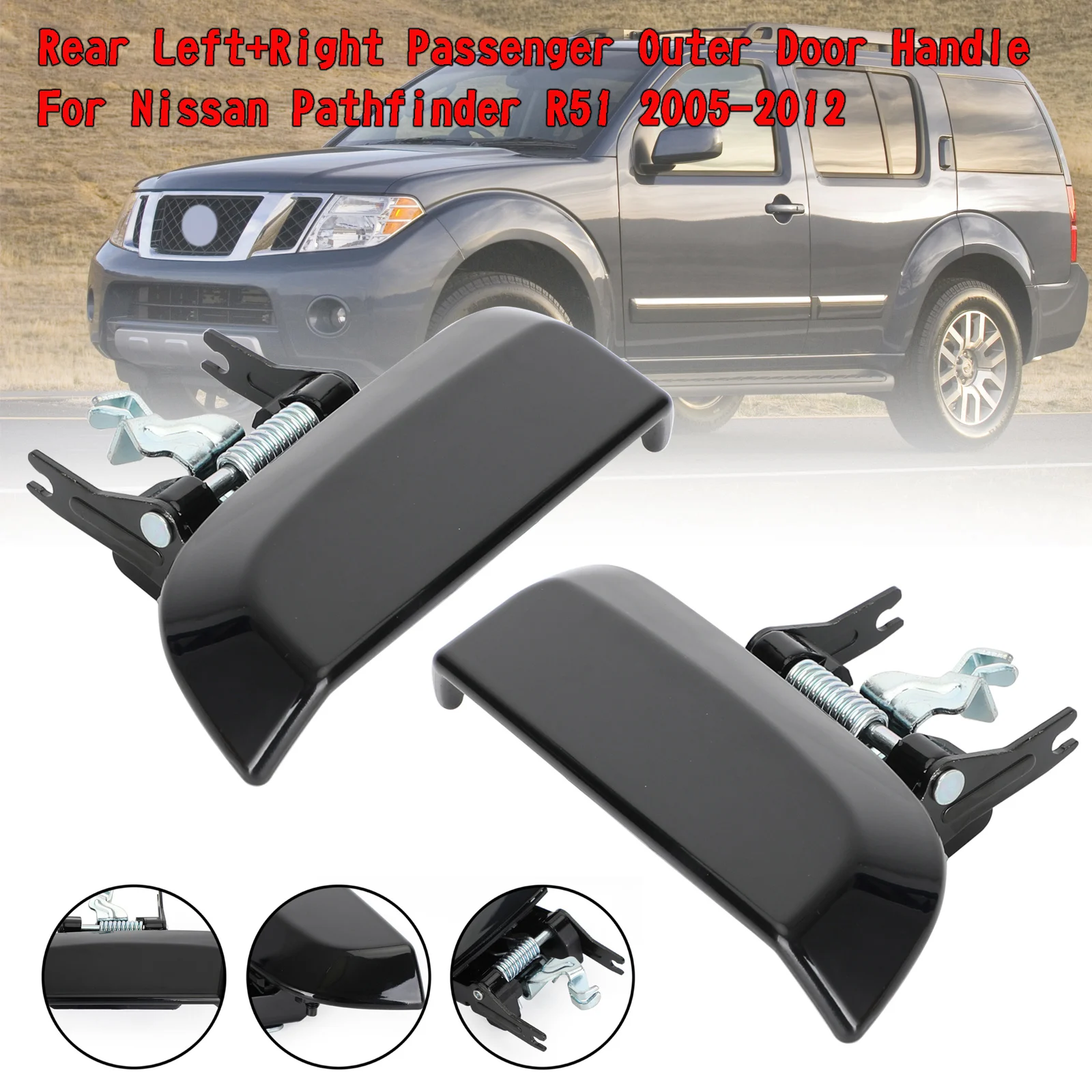 

Areyourshop Rear Left+Right Passenger Outer Door Handle For Nissan Pathfinder R51 2005-2012