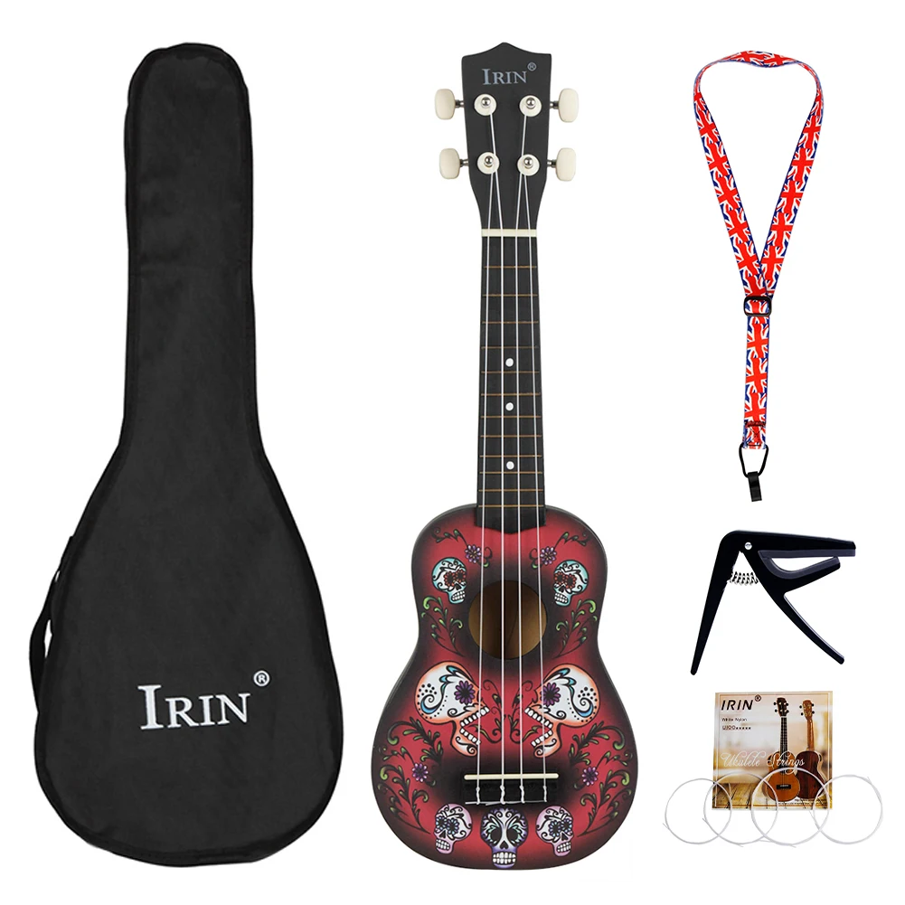 

Painted Ukulele Basswood 4 Strings 21 inch Hawaiian Mini Guitar Instruments with Carry Bag Tuner Capo for Beginners Kids