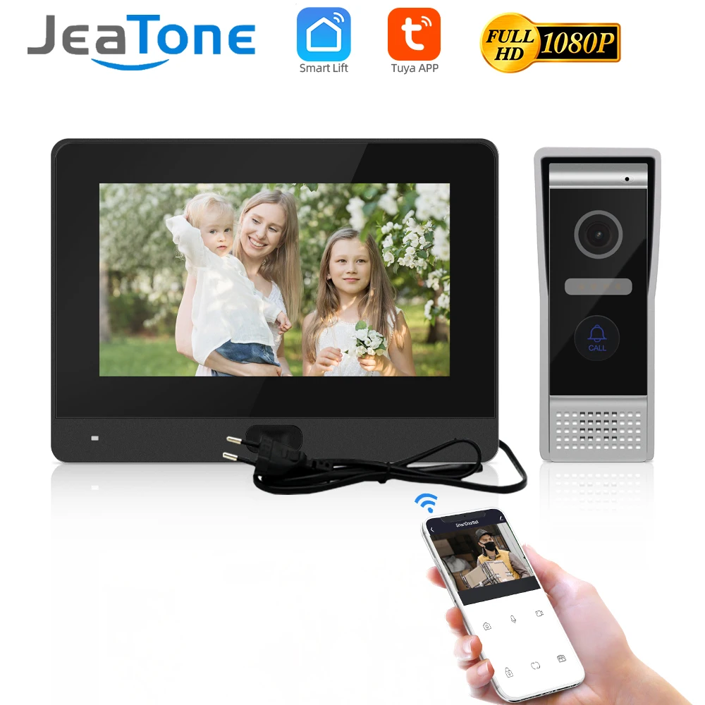 Jeatone Wireless WiFi 1080P Wide-angle Camera Touch Screen IP65 Waterproof Smart Video Intercom Doorbell System for Home