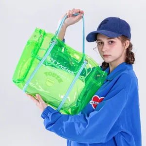 Summer Transparent Jelly Beach Bag Women 2022 New Fashion Waterproof Clear PVC Jelly Tote Large Capa in Pakistan
