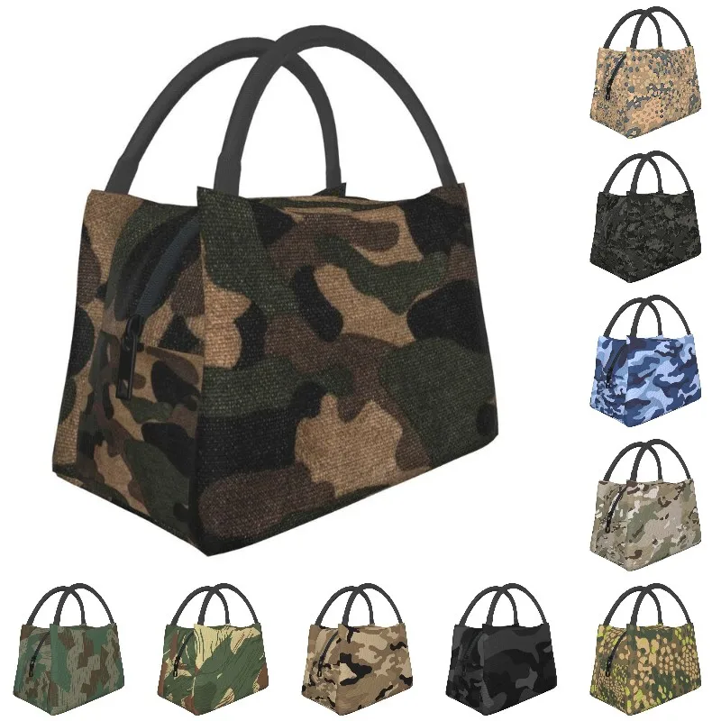 Military Army Camo Woodland Camouflage Insulated Lunch Bags 