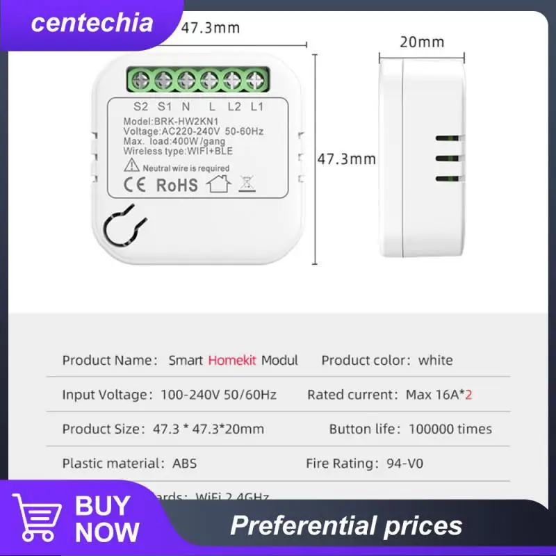 

Voice Control Mini Smart Breaker White Smart Wifi Switch Dual Platform Control Smart Switch Modul Convenience 2-way Double