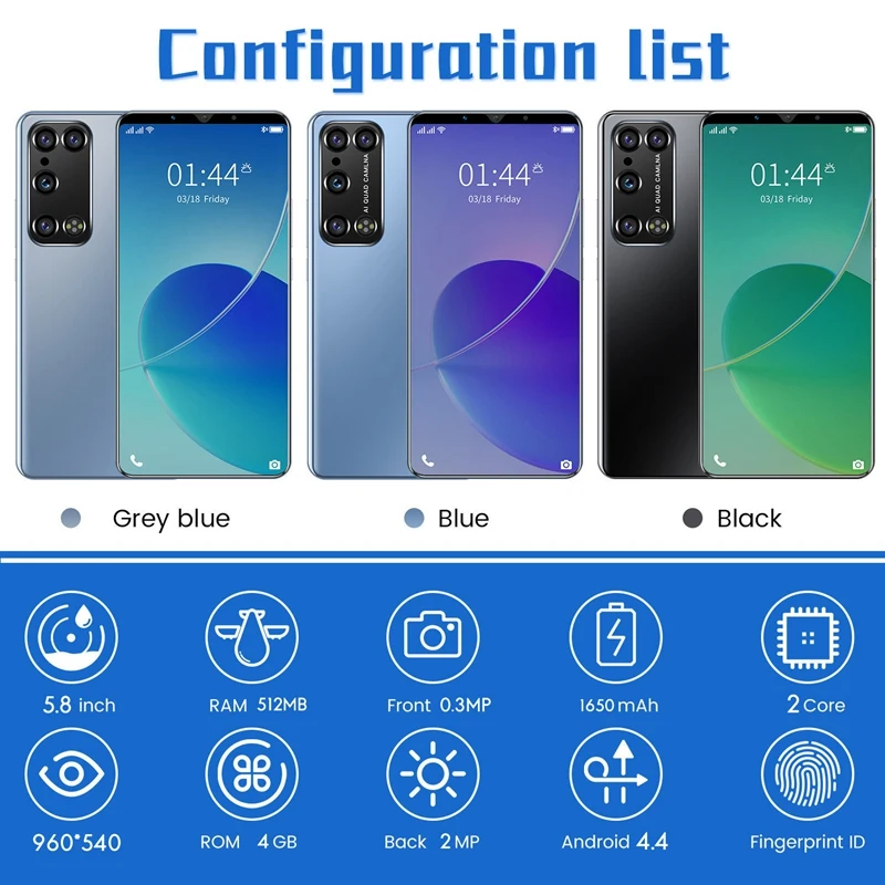 Rino8 Pro Smartphone 5.8 Inch MTK6572 Dual Core 512MB+4G RAM Card Standby Android 4.4 EU Plug | Электроника