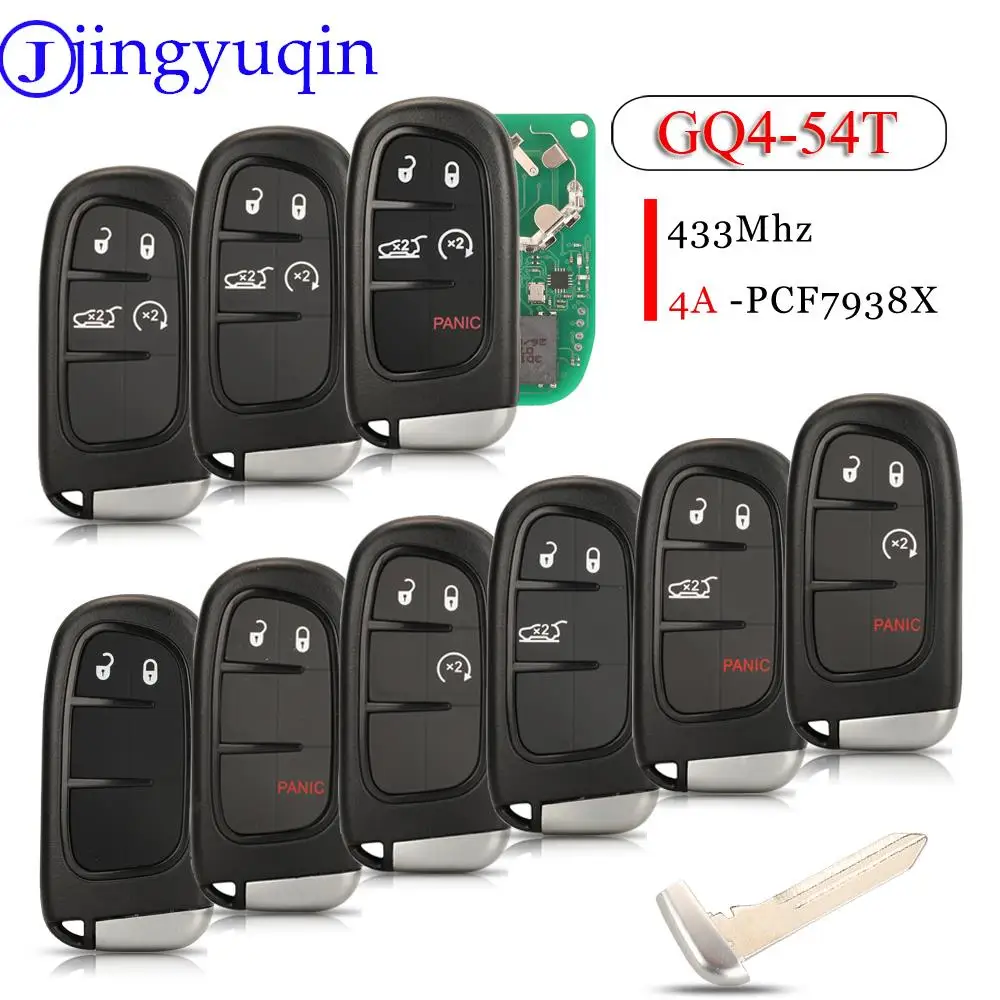 

jingyuqin KeylessGo 433Mhz Hitag-AES 4A Chip 2/3/4/5Buttons Remote Key For Jeep Cherokee Durango Chrysler GQ4-54T