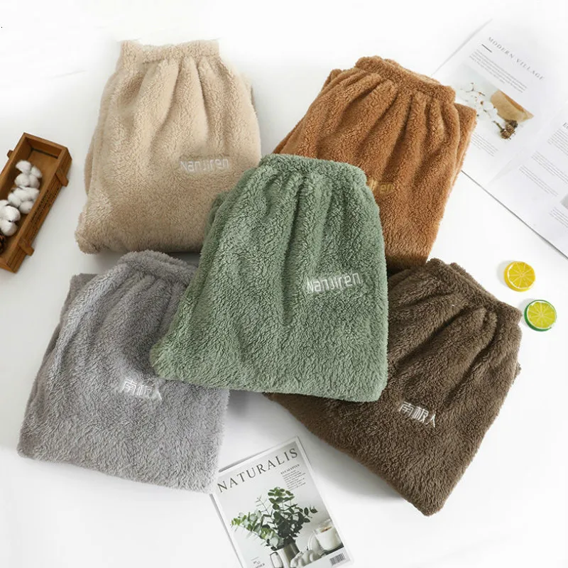 

Новинка, женские зимние длинные пижамные штаны, фланелевые повседневные Мягкие Теплые повседневные домашние штаны, бархатные парные свобо...