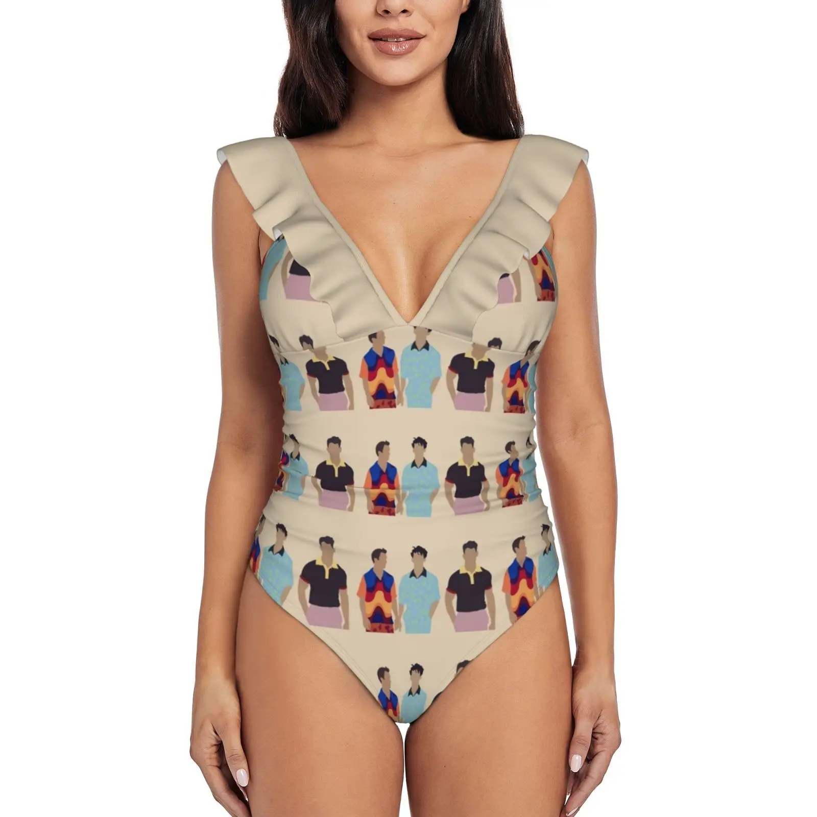 

Jonas Brothers Обложка альбома с оборками Купальник женский цельный купальник Монокини Купальный костюм с пуш-ап Пляжная одежда Jonas Brothers Joe